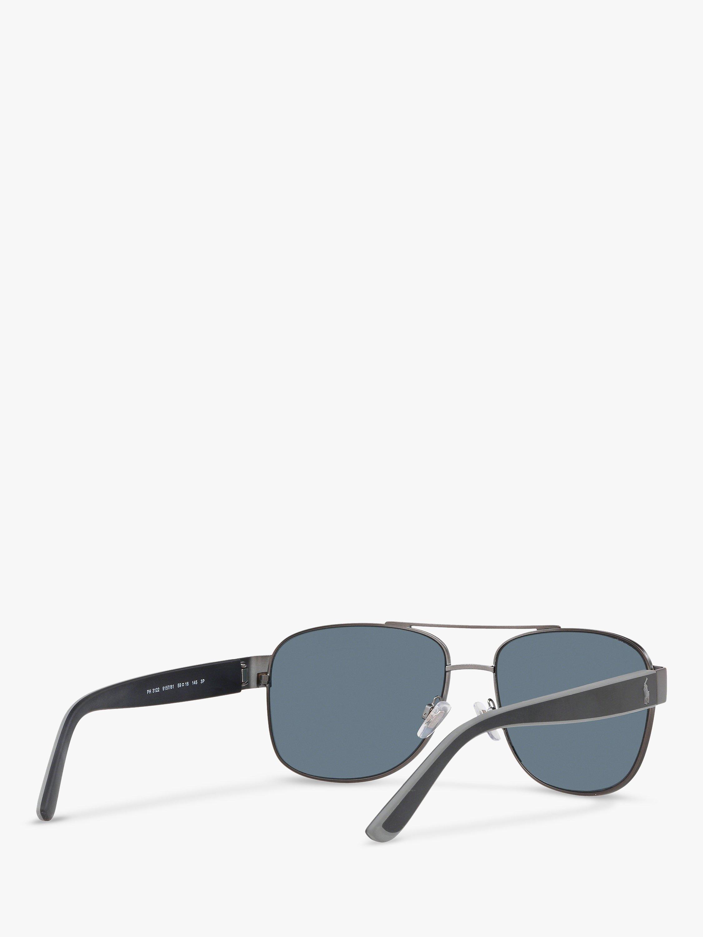 Product image 8 of 10, which shows Ralph Lauren PH3122 Men's Polarised Pilot Sunglasses, Matte Dark Gunmetal