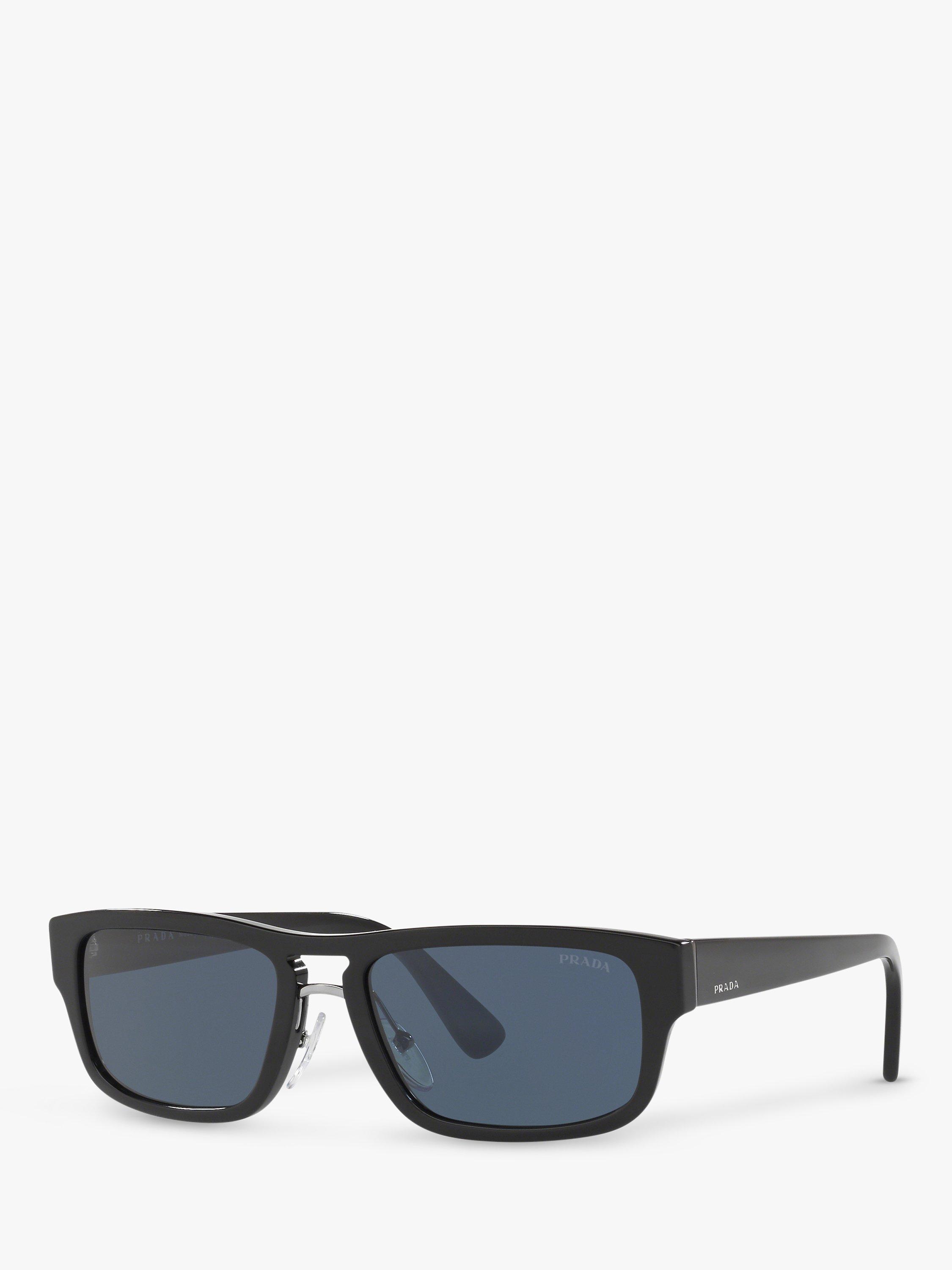 Prada 05VS Rectangular Sunglasses, Black/Blue