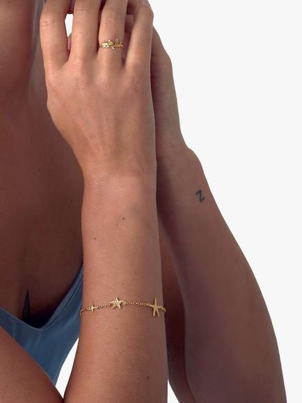 Alex Monroe Starfish Chain Bracelet, Gold - view 2, Gold