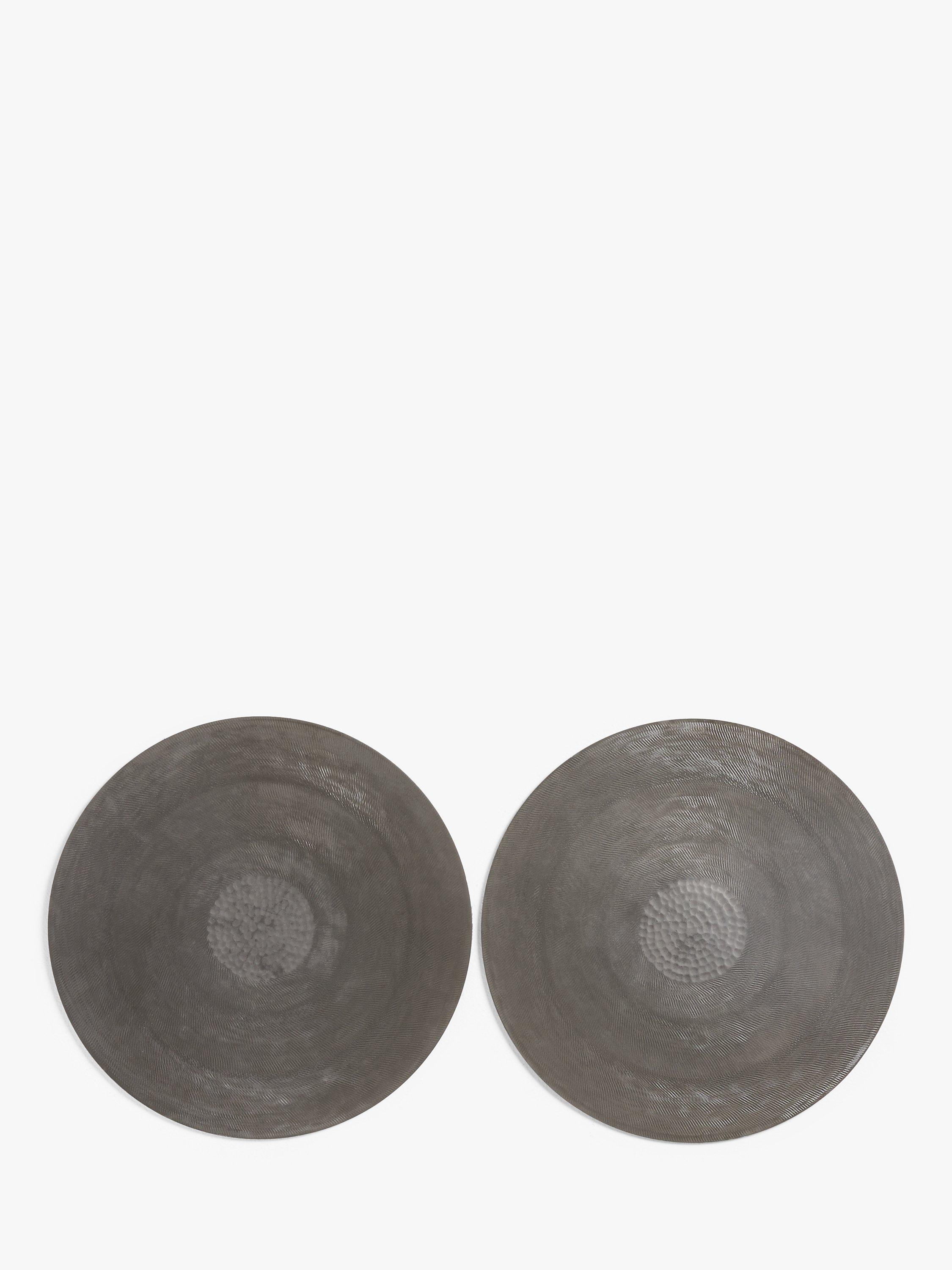 John Lewis & Partners Round Hammered Metal Placemats, Set of 2, Gunmetal