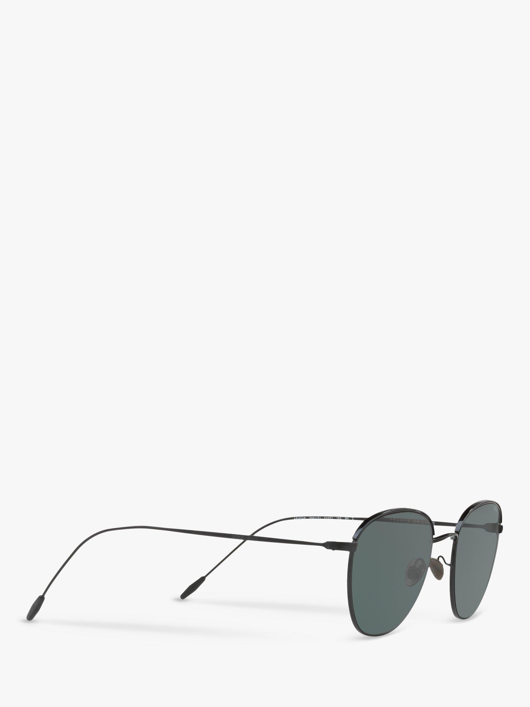 Product image 11 of 11, which shows Giorgio Armani AR6048 Men's Oval Sunglasses, Matte Black/Grey Green