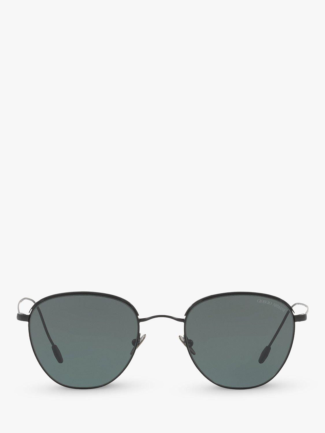 Product image 2 of 11, which shows Giorgio Armani AR6048 Men's Oval Sunglasses, Matte Black/Grey Green