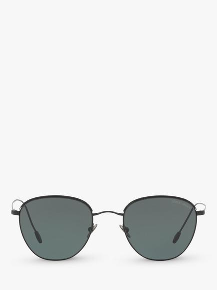 Giorgio Armani AR6048 Men's Oval Sunglasses - view 2, Matte Black/Grey Green