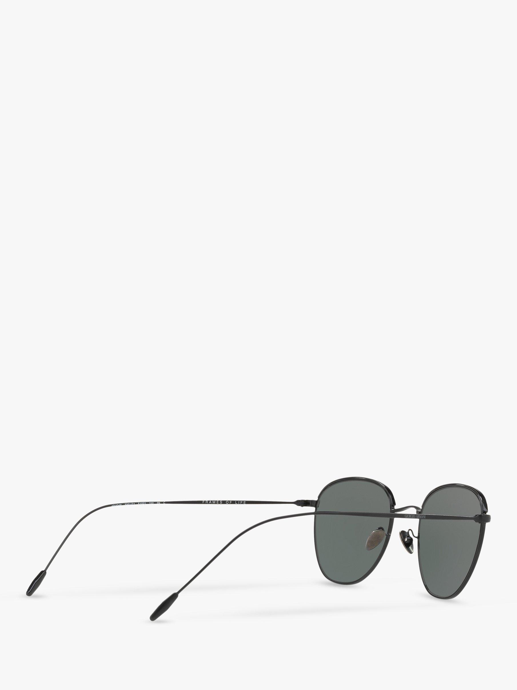 Product image 9 of 11, which shows Giorgio Armani AR6048 Men's Oval Sunglasses, Matte Black/Grey Green