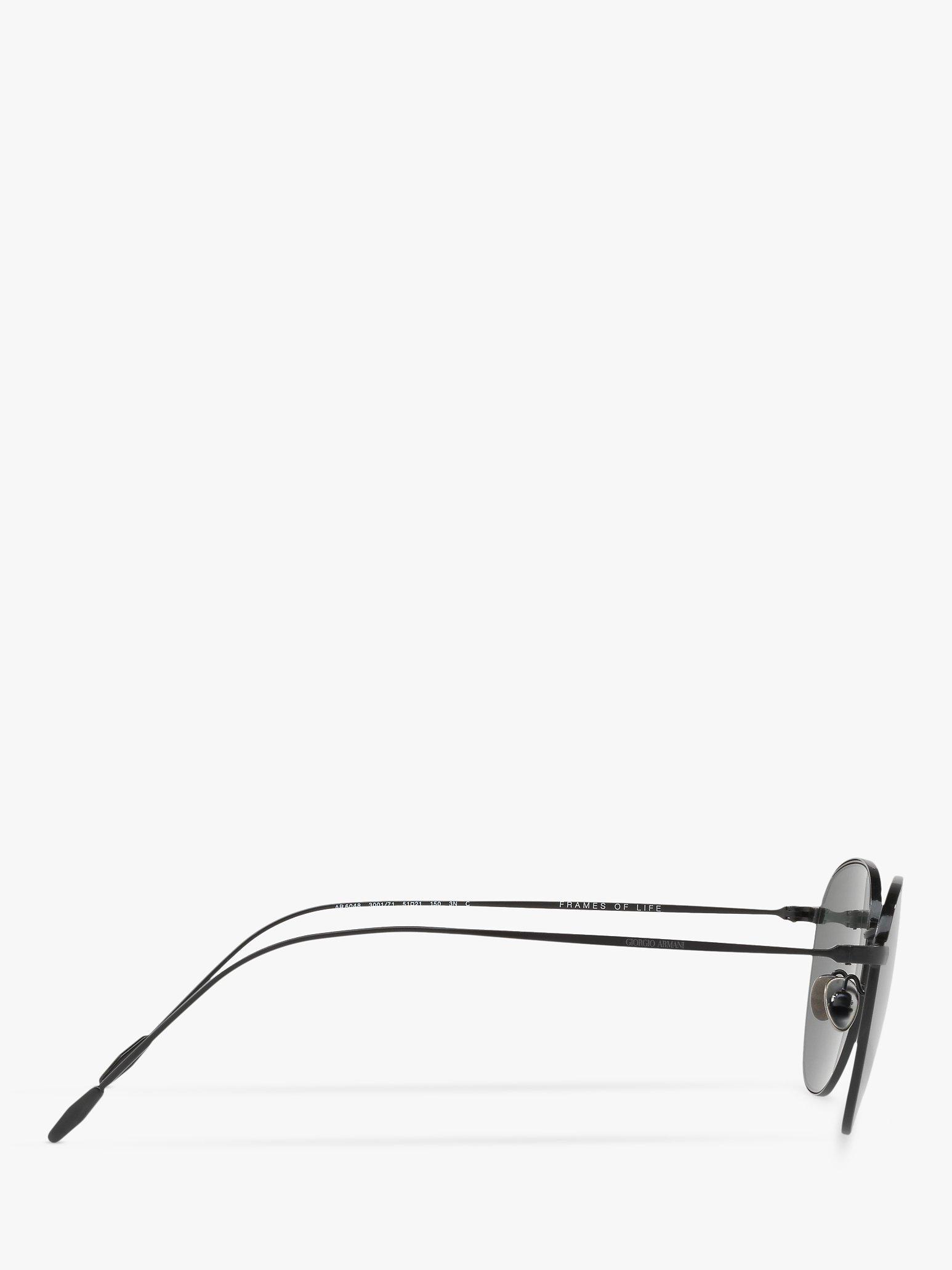 Product image 10 of 11, which shows Giorgio Armani AR6048 Men's Oval Sunglasses, Matte Black/Grey Green