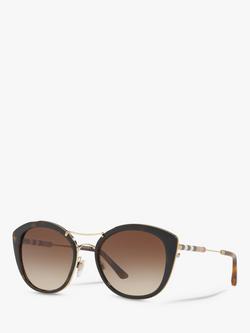 Burberry BE4251Q Women's Round Sunglasses, Dark Havana/Brown Gradient