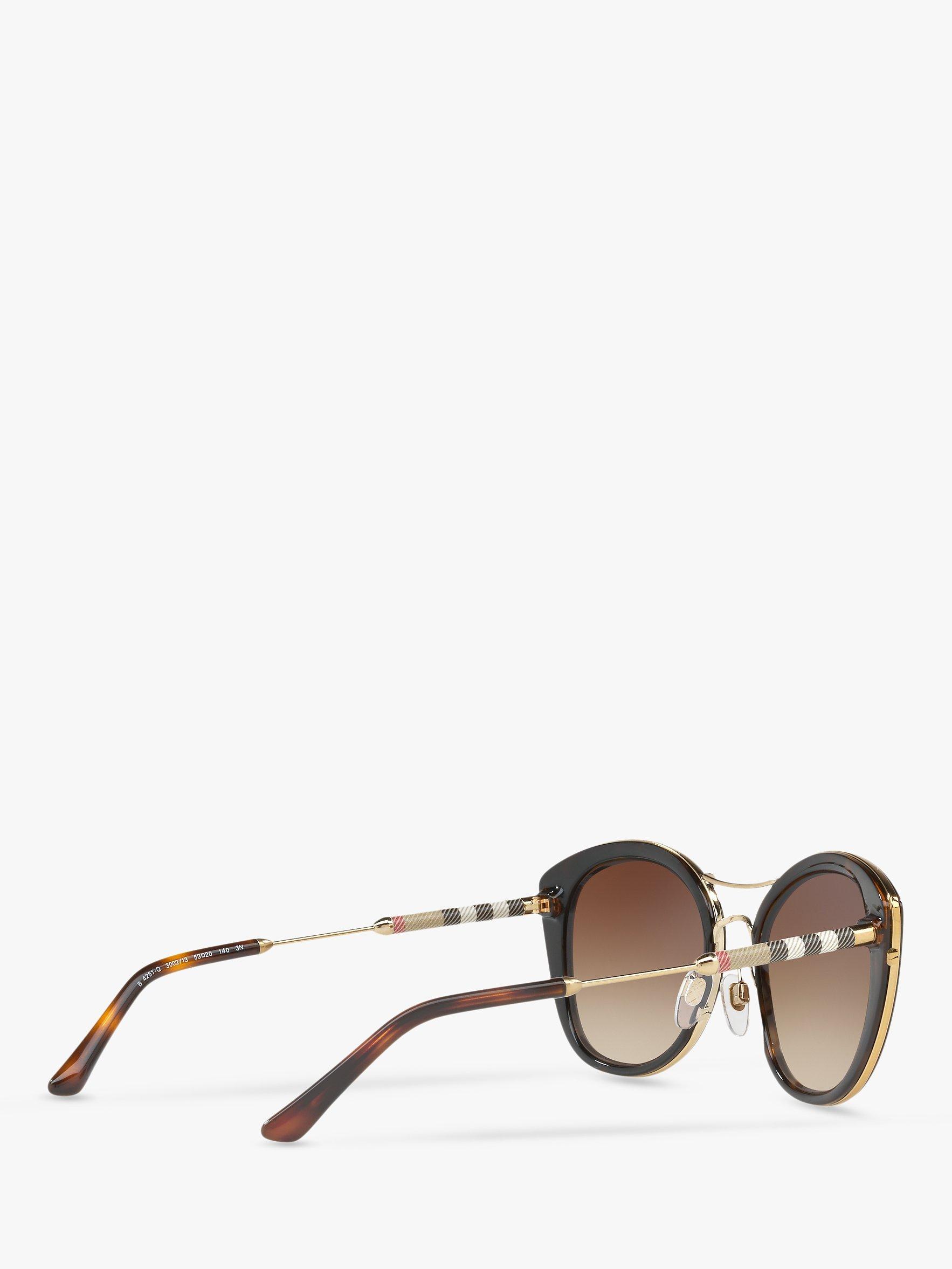 Product image 9 of 11, which shows Burberry BE4251Q Women's Round Sunglasses, Dark Havana/Brown Gradient