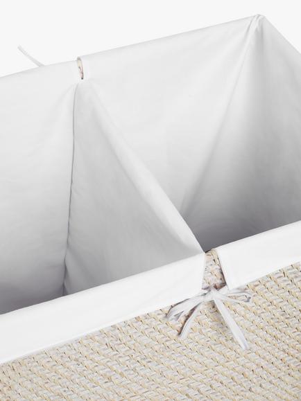 John Lewis White Rattan Double Laundry Basket - view 2, White