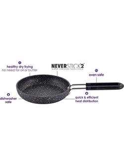 Eaziglide Neverstick2 Aluminium Non-Stick Mini Egg Pan, 13cm - view 2, Black
