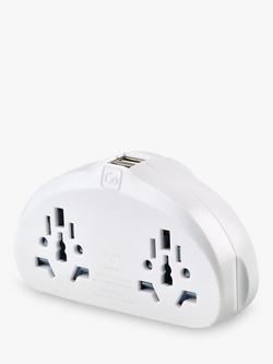 Go Travel Duo USB World to UK Travel Adaptor - view 2, White