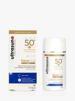 Ultrasun Face Fluid Tinted Moisturiser SPF 50+, Sensitive Skin, Tinted Honey, Tinted Honey