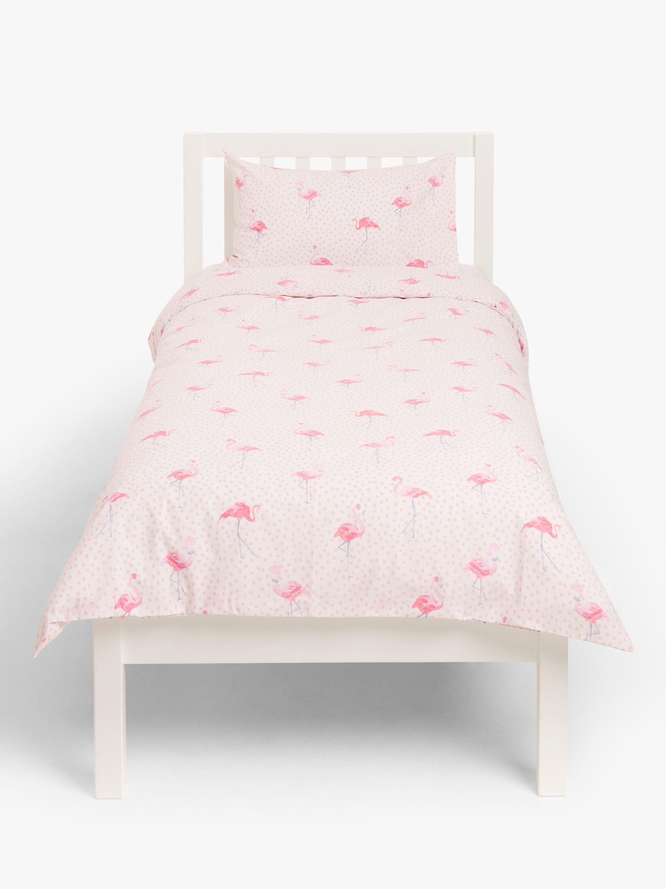 little home at John Lewis Phoebe Flamingo Duvet Cover and Pillowcase Set, Single, Pink