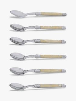 Laguiole Stainless Steel Teaspoons, Set of 6, Cream, Cream