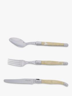 Laguiole Cutlery Set, 18 Piece/6 Place Settings, Cream, Cream