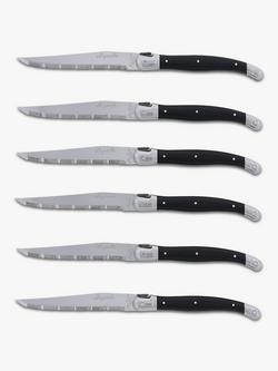 Laguiole Stainless Steel Steak Knives & Filled Knife Block, Set of 6, Black