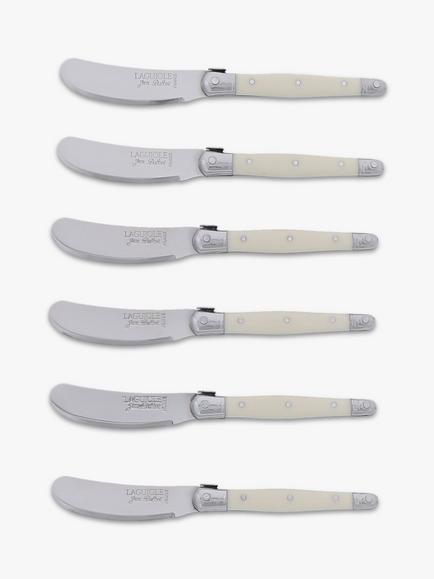 Laguiole Stainless Steel Cheese Spreaders, Set of 6, Ivory, Ivory