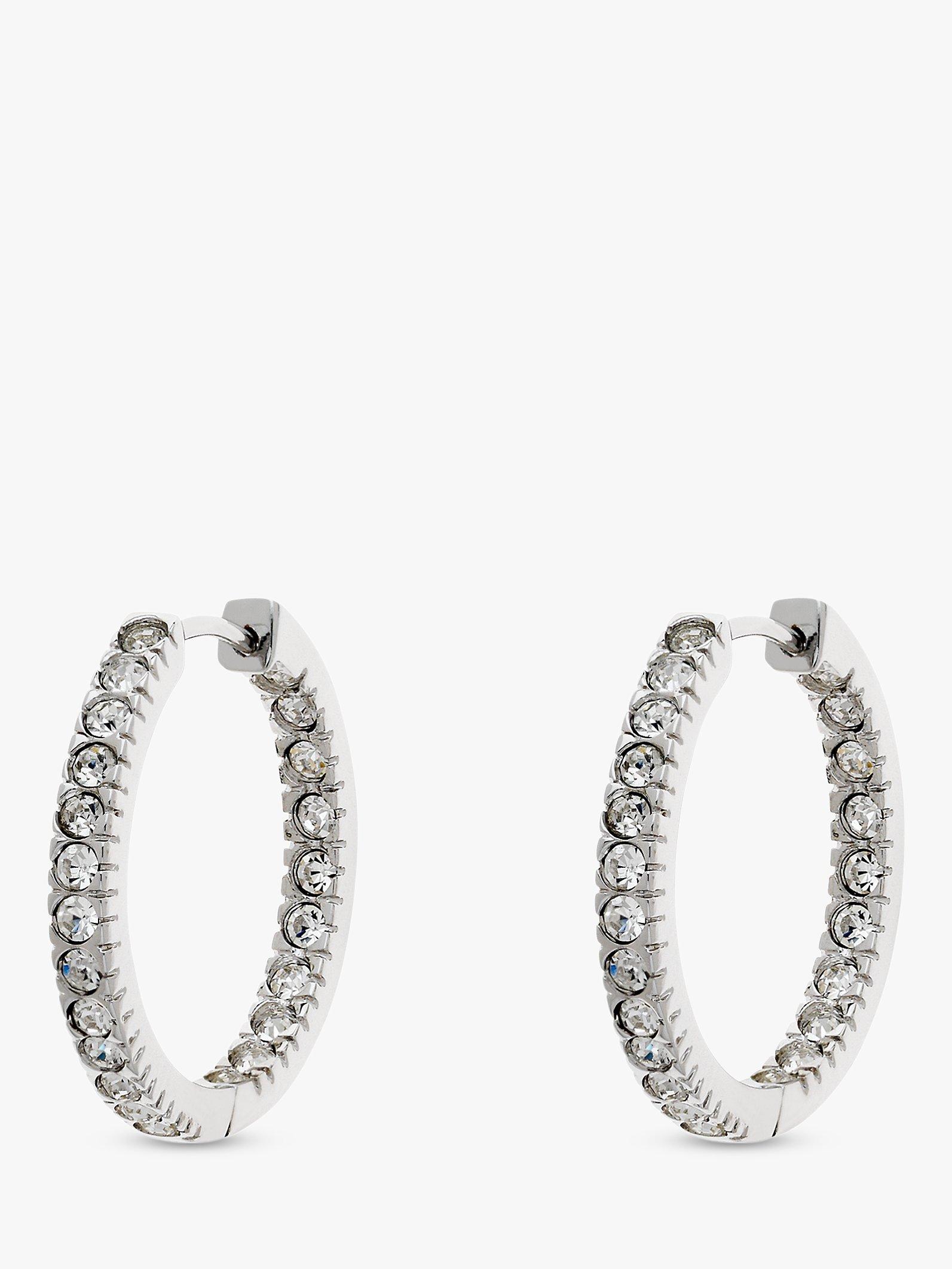 Product image 1 of 3, which shows Melissa Odabash Glass Crystal Large Hoop Earrings, Silver