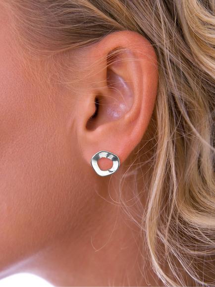 Nina B Irregular Circle Stud Earrings, Silver - view 2, Silver