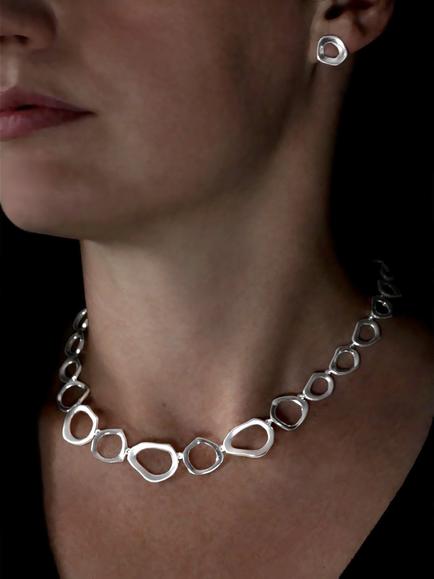 Nina B Open Link Necklace, Silver - view 2, Silver