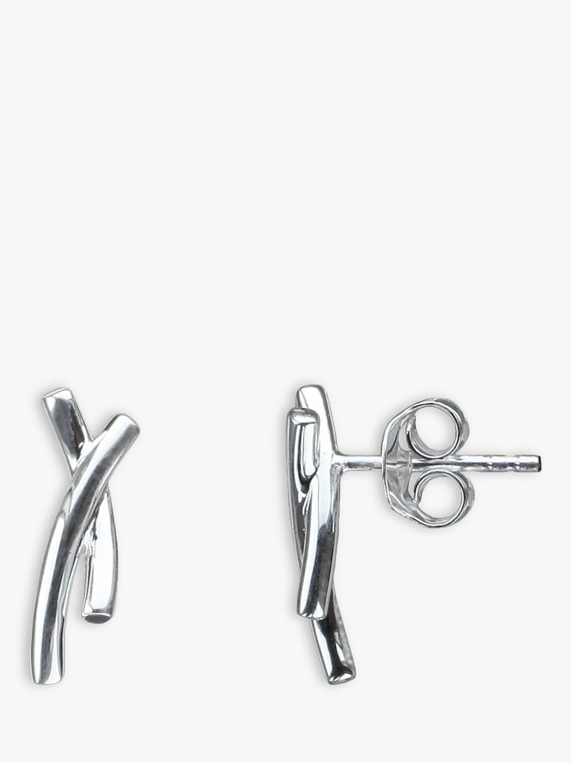Product image 1 of 2, which shows Nina B Cross Bar Stud Earrings, Silver