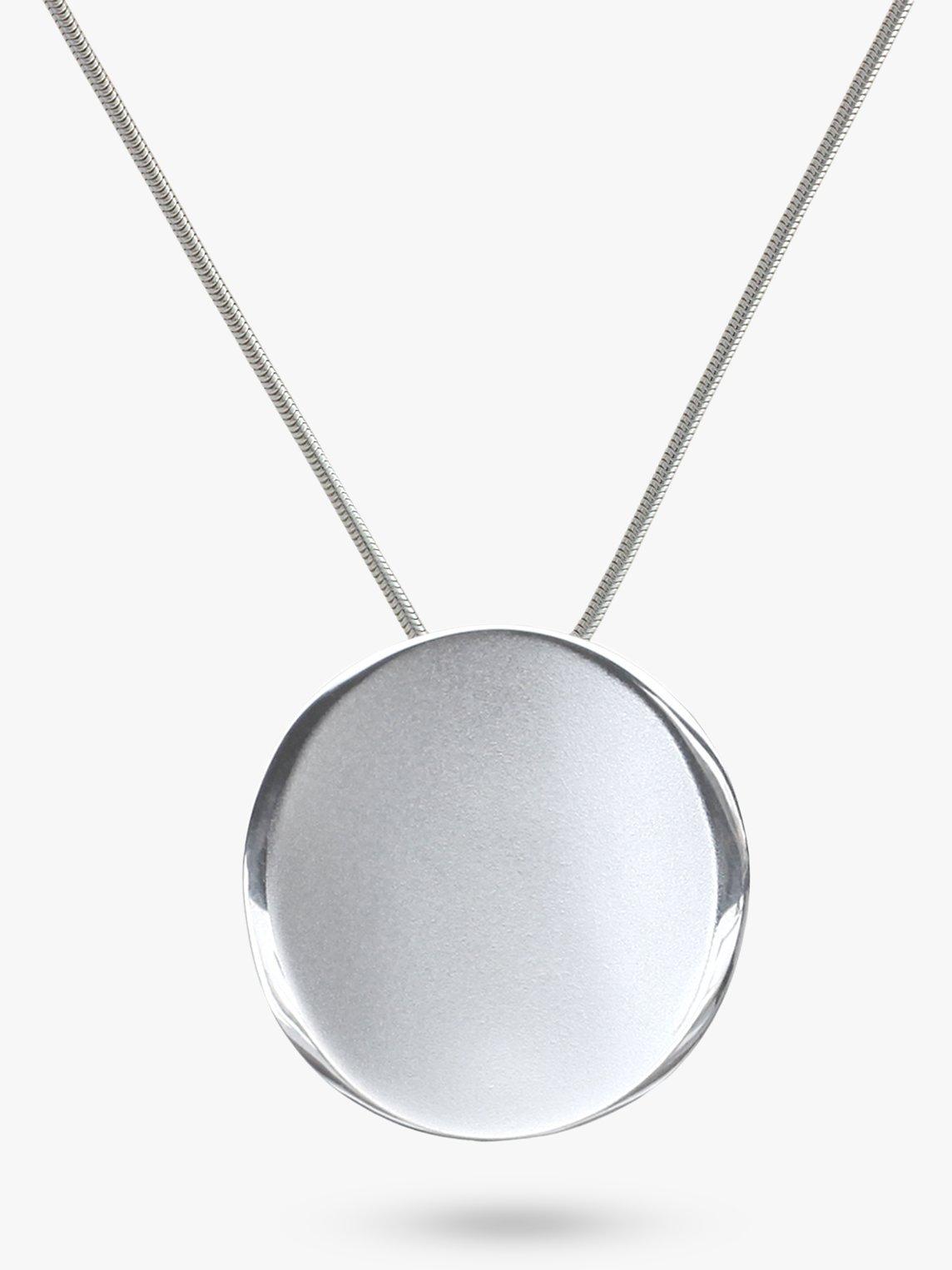 Nina B Concave Round Pendant Necklace, Silver