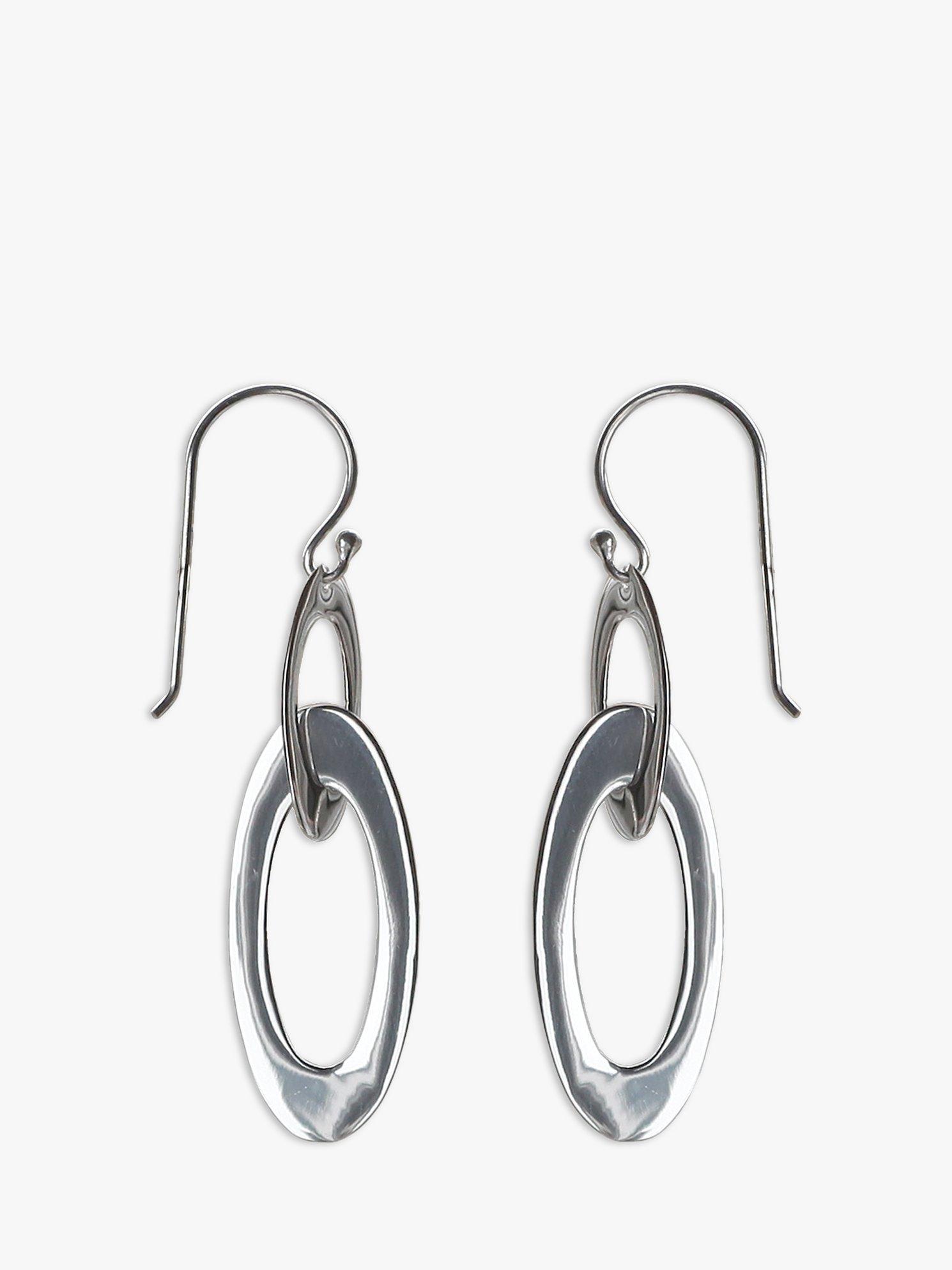 Product image 1 of 2, which shows Nina B Double Loop Drop Earrings, Silver