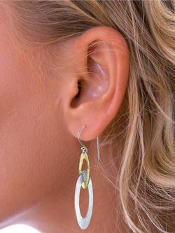 Nina B Double Loop Brushed Drop Earrings, Silver/Gold - view 2, Silver/Gold