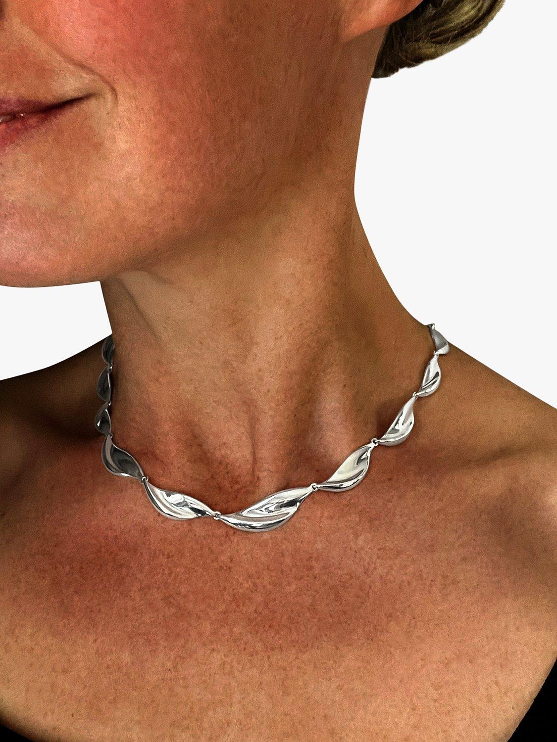 Product image 2 of 4, which shows Nina B Twist Link Necklace, Silver