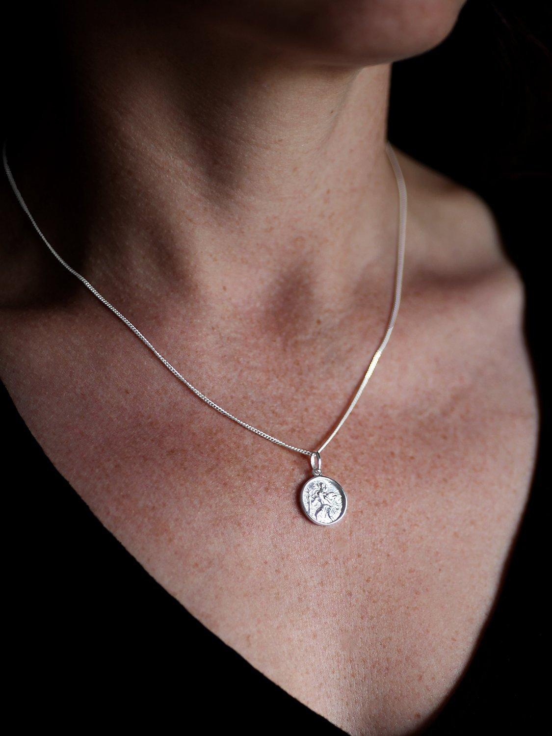 Product image 2 of 4, which shows Nina B St Christopher Pendant Necklace, Silver