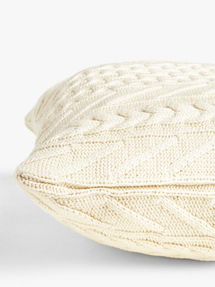 John Lewis Organic Cotton Knit Cushion, Marshmallow - view 2, Marshmallow