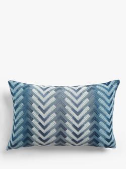 John Lewis Kasuri Cushion, Blue - view 2, Blue