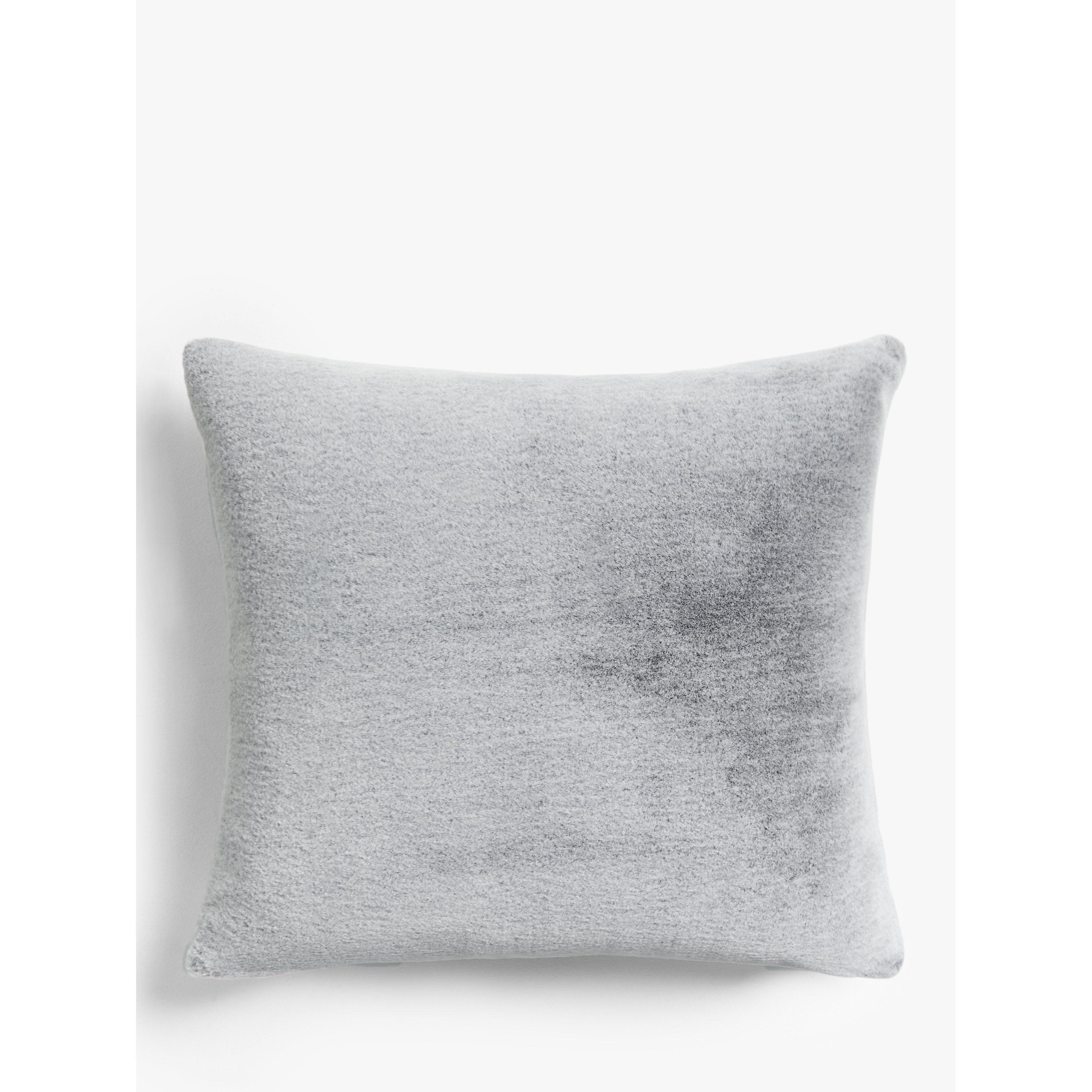 John Lewis Premium Faux Fur Cushion, Platinum