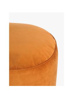 John Lewis Velvet Pouffe - view 2, Orange