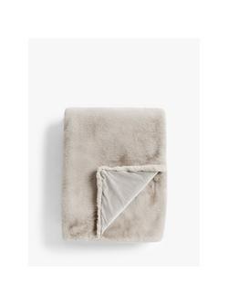 John Lewis Faux Fur Throw, Fawn, Fawn