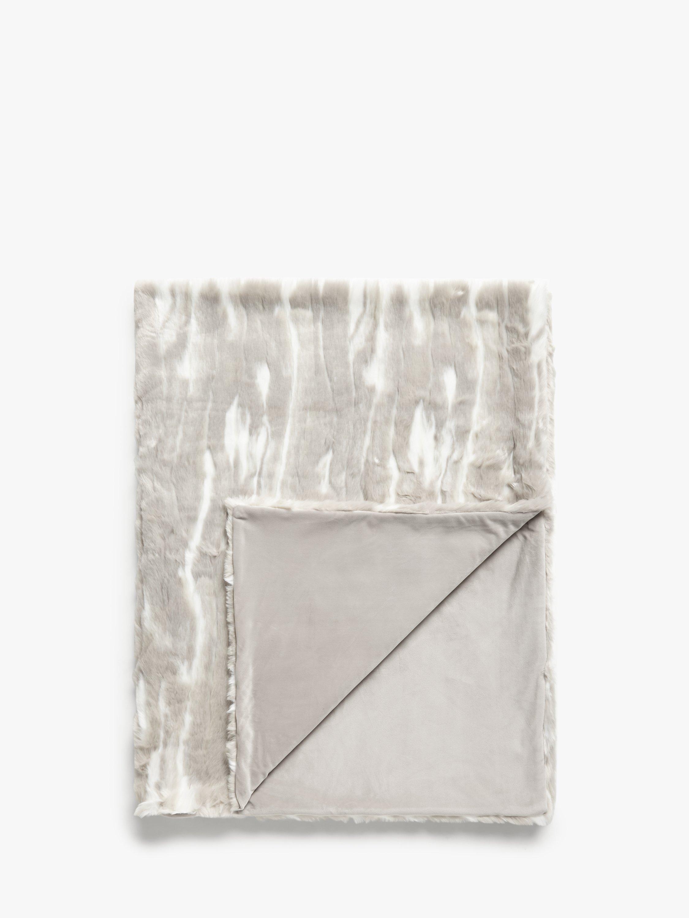 John Lewis Faux Fur Throw, Natural Marble