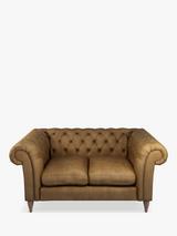 John Lewis Cromwell Chesterfield Double Leather Sofa Bed Light Leg Demetra Light Tan
