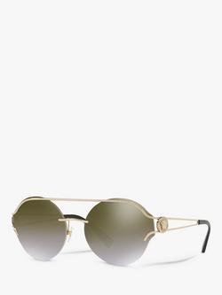 Versace VE2184 Women's Round Sunglasses, Gold/Mirror Gold