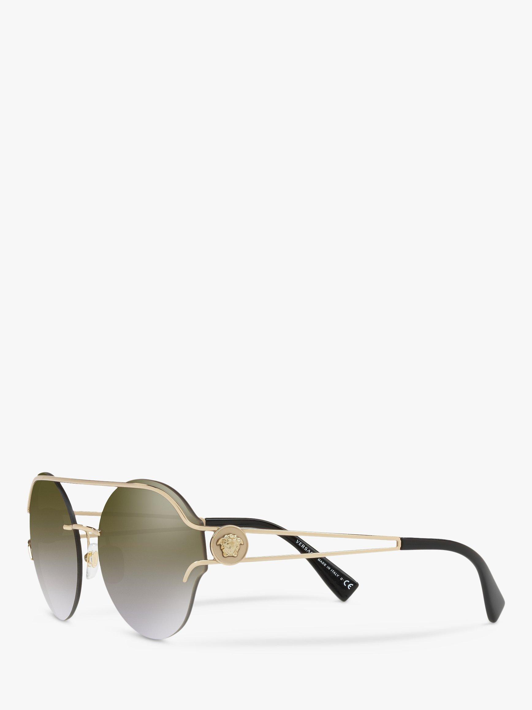Product image 2 of 11, which shows Versace VE2184 Women's Round Sunglasses, Gold/Mirror Gold