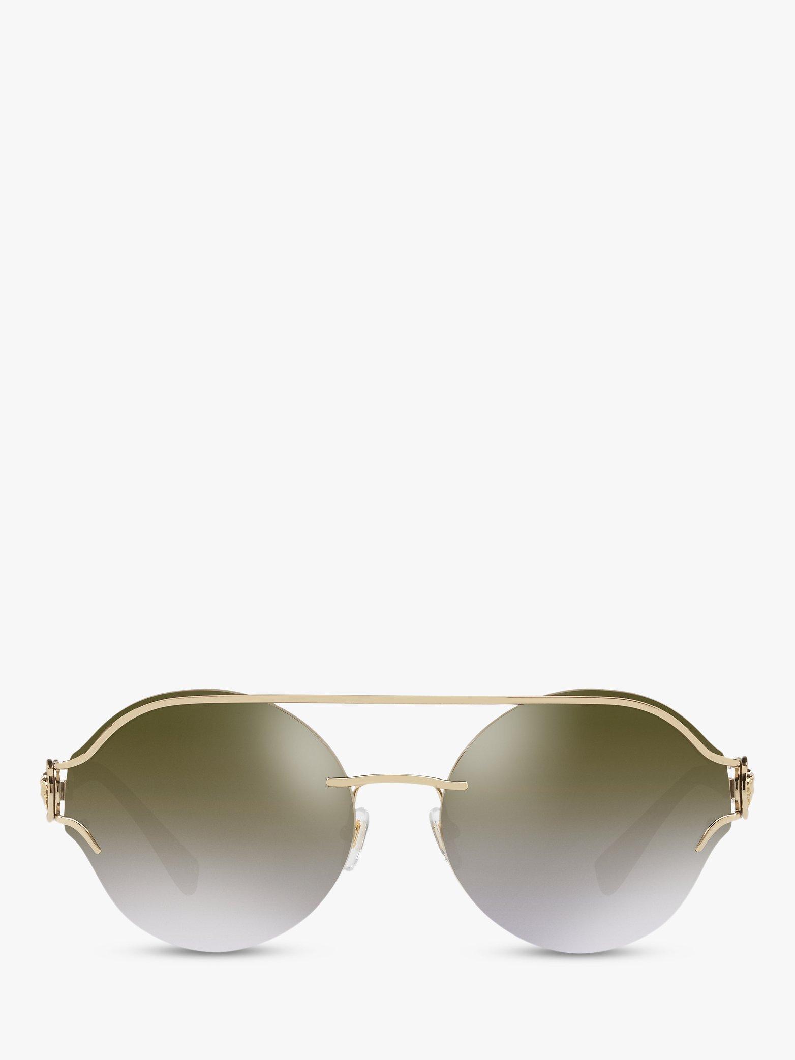 Product image 3 of 11, which shows Versace VE2184 Women's Round Sunglasses, Gold/Mirror Gold