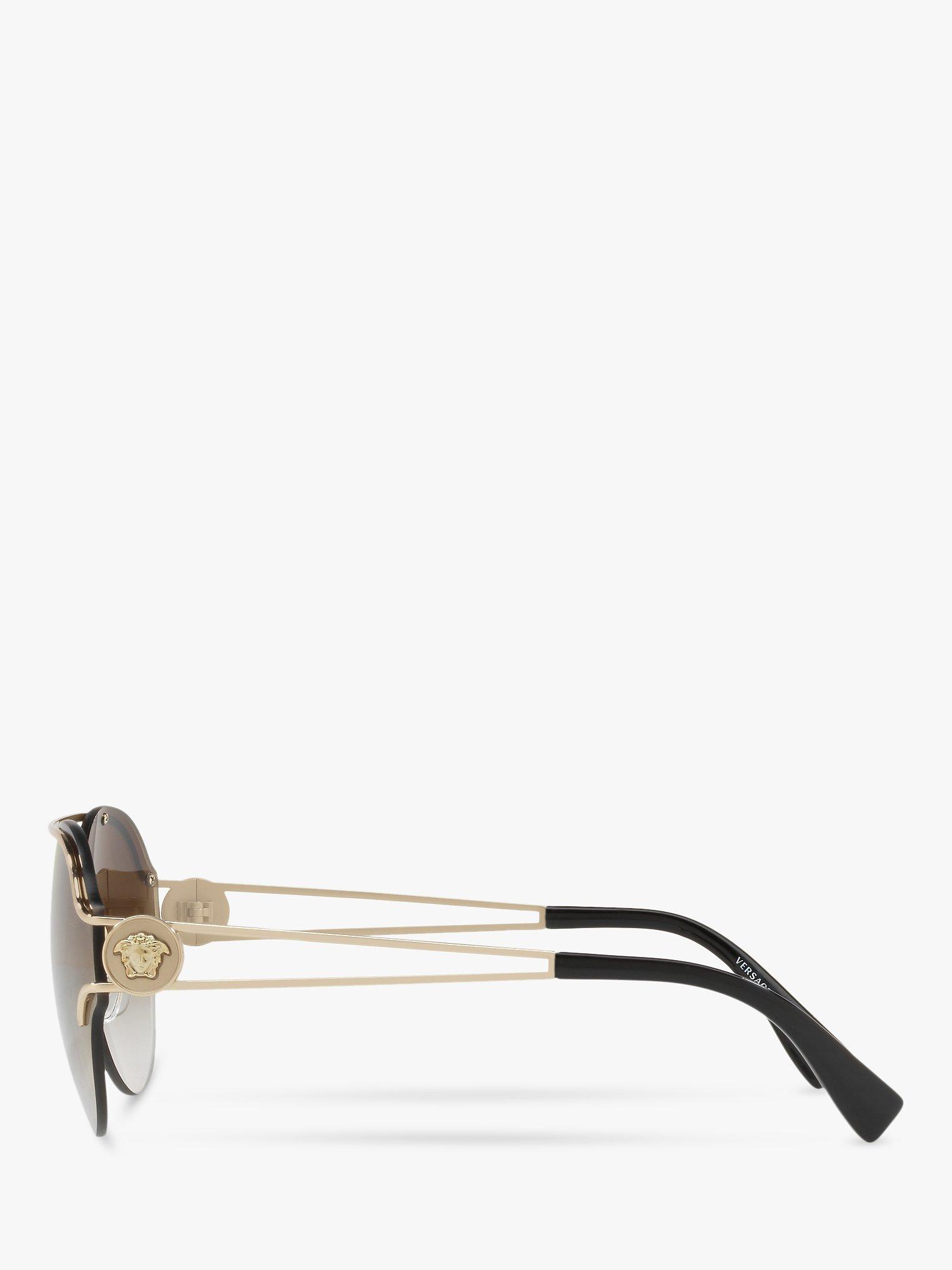 Product image 4 of 11, which shows Versace VE2184 Women's Round Sunglasses, Gold/Mirror Gold