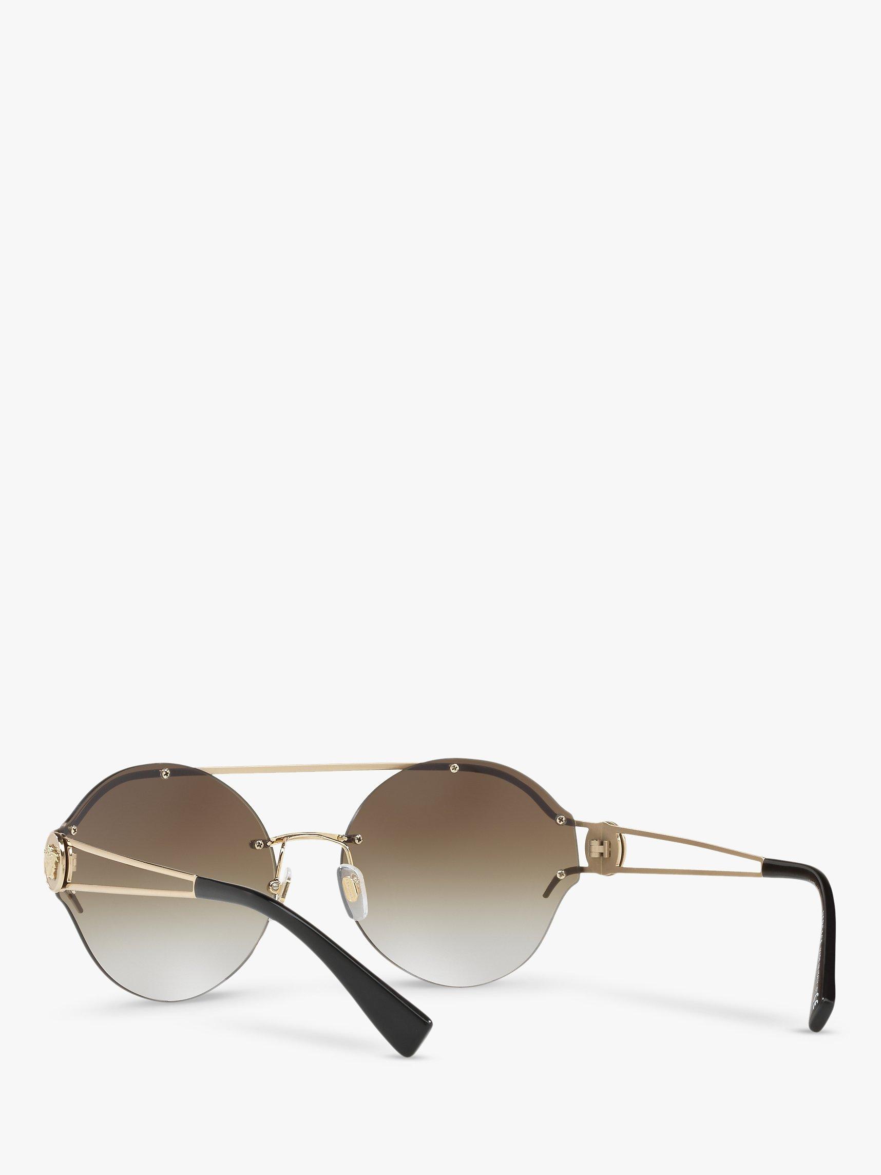 Product image 6 of 11, which shows Versace VE2184 Women's Round Sunglasses, Gold/Mirror Gold