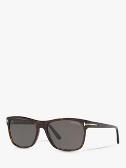 TOM FORD FT0698 Men's Giulio Polarised Square Sunglasses, Tortoise/Grey, Tortoise