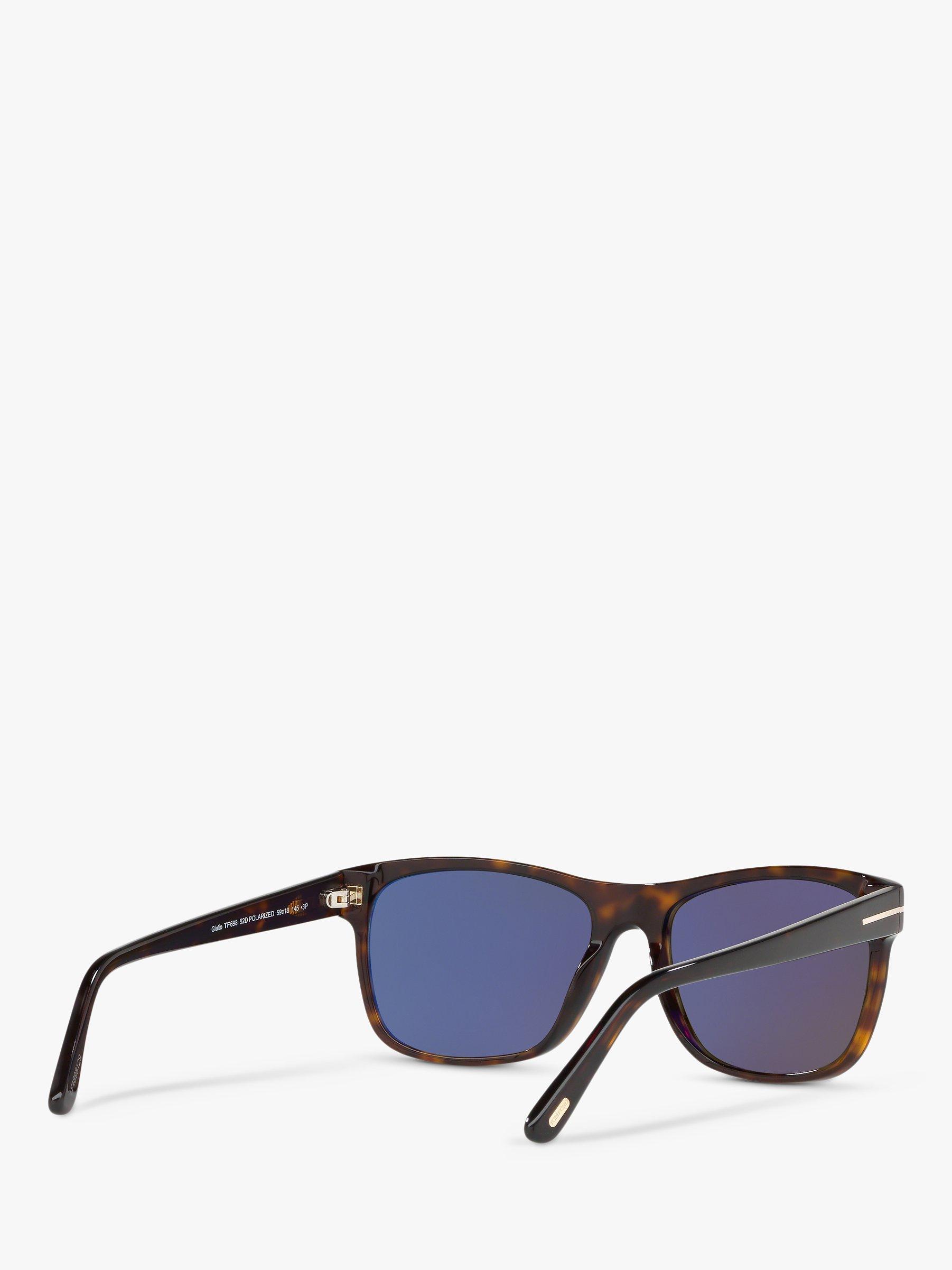 Product image 8 of 11, which shows TOM FORD FT0698 Men's Giulio Polarised Square Sunglasses, Tortoise/Grey