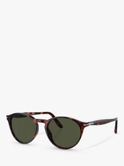 Persol PO3092SM Men's Oval Sunglasses, Tortoise/Green, Tortoise/Green