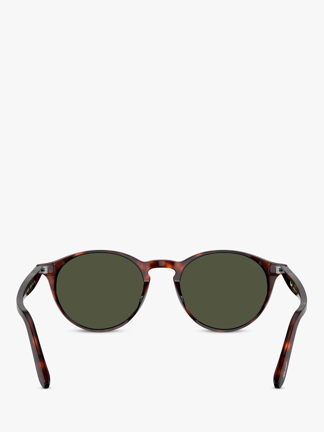 Product image 4 of 11, which shows Persol PO3092SM Men's Oval Sunglasses, Tortoise/Green