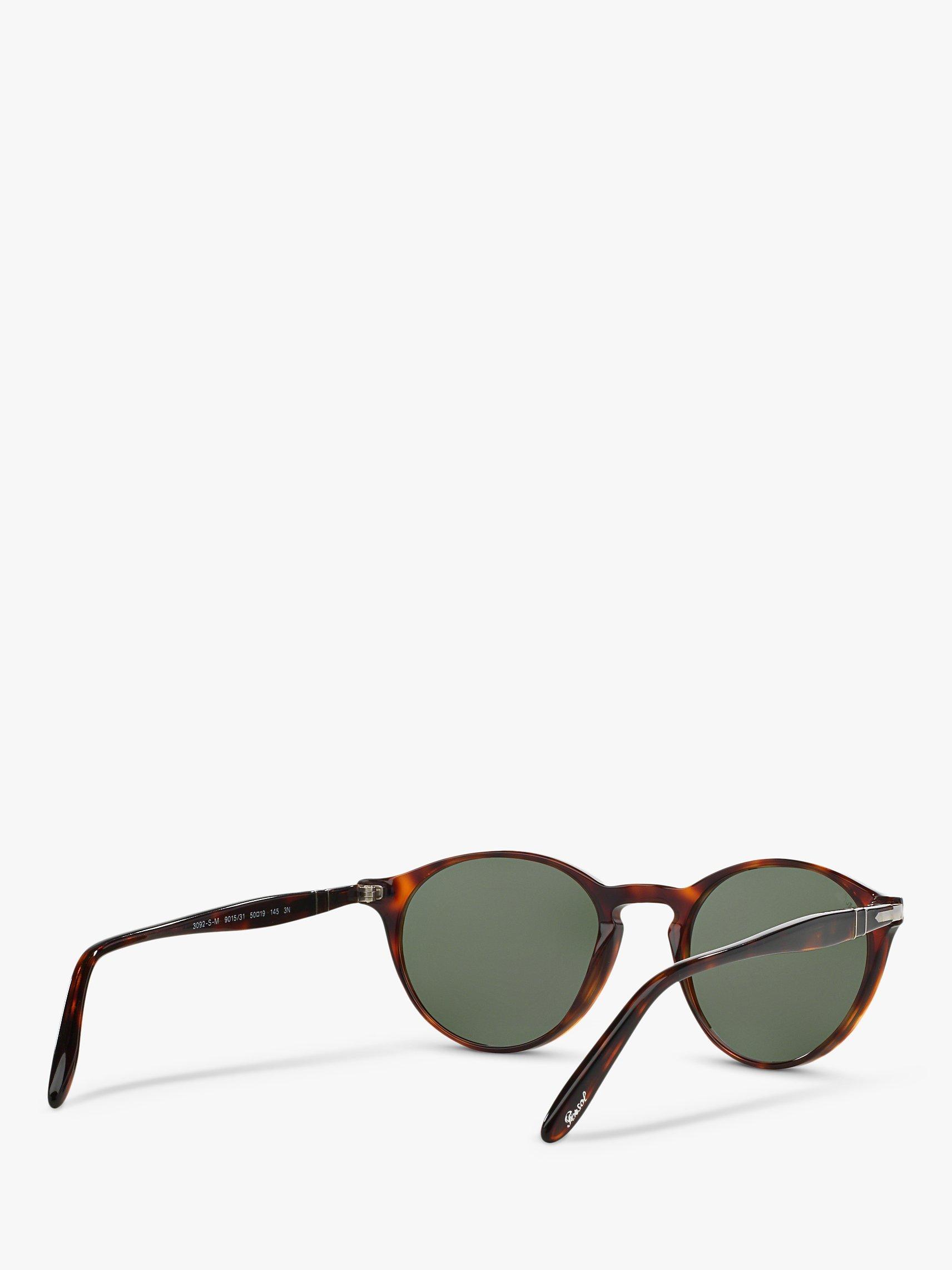 Product image 8 of 11, which shows Persol PO3092SM Men's Oval Sunglasses, Tortoise/Green