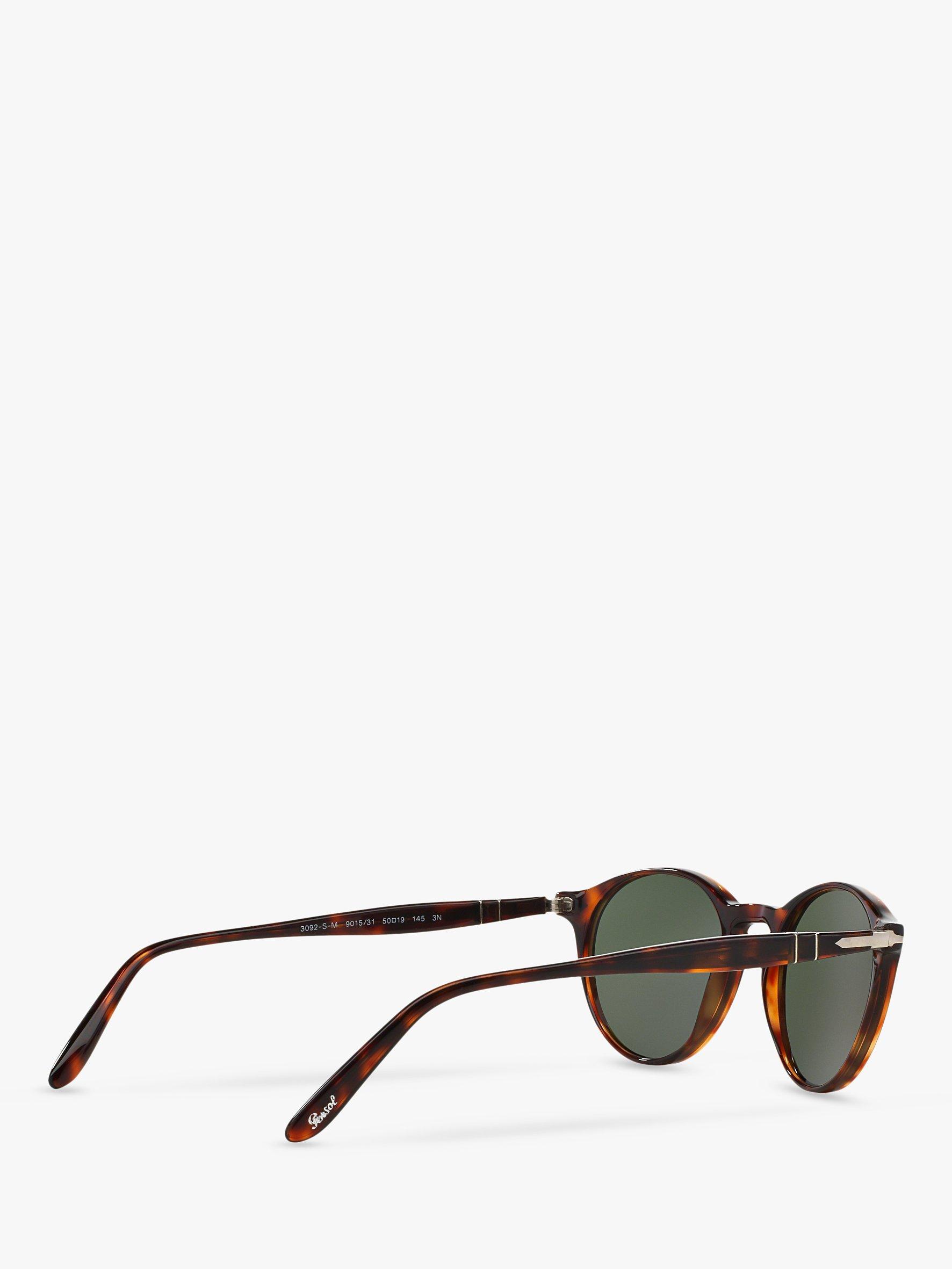 Product image 9 of 11, which shows Persol PO3092SM Men's Oval Sunglasses, Tortoise/Green