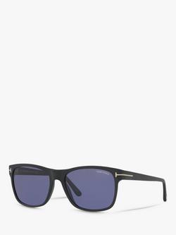 TOM FORD FT0698 Men's Giulio Polarised Square Sunglasses, Matte Black/Blue