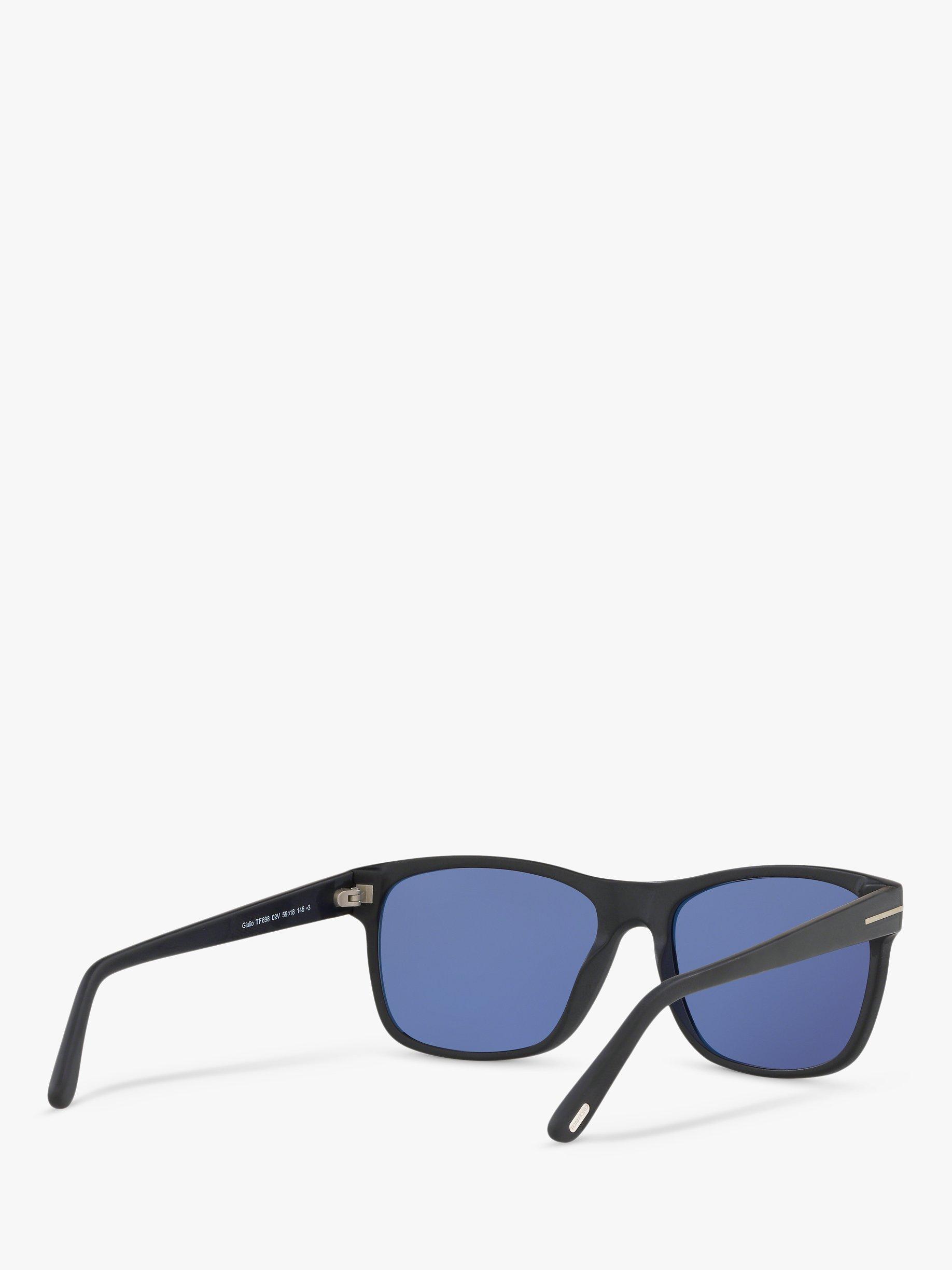 Product image 8 of 11, which shows TOM FORD FT0698 Men's Giulio Polarised Square Sunglasses, Matte Black/Blue