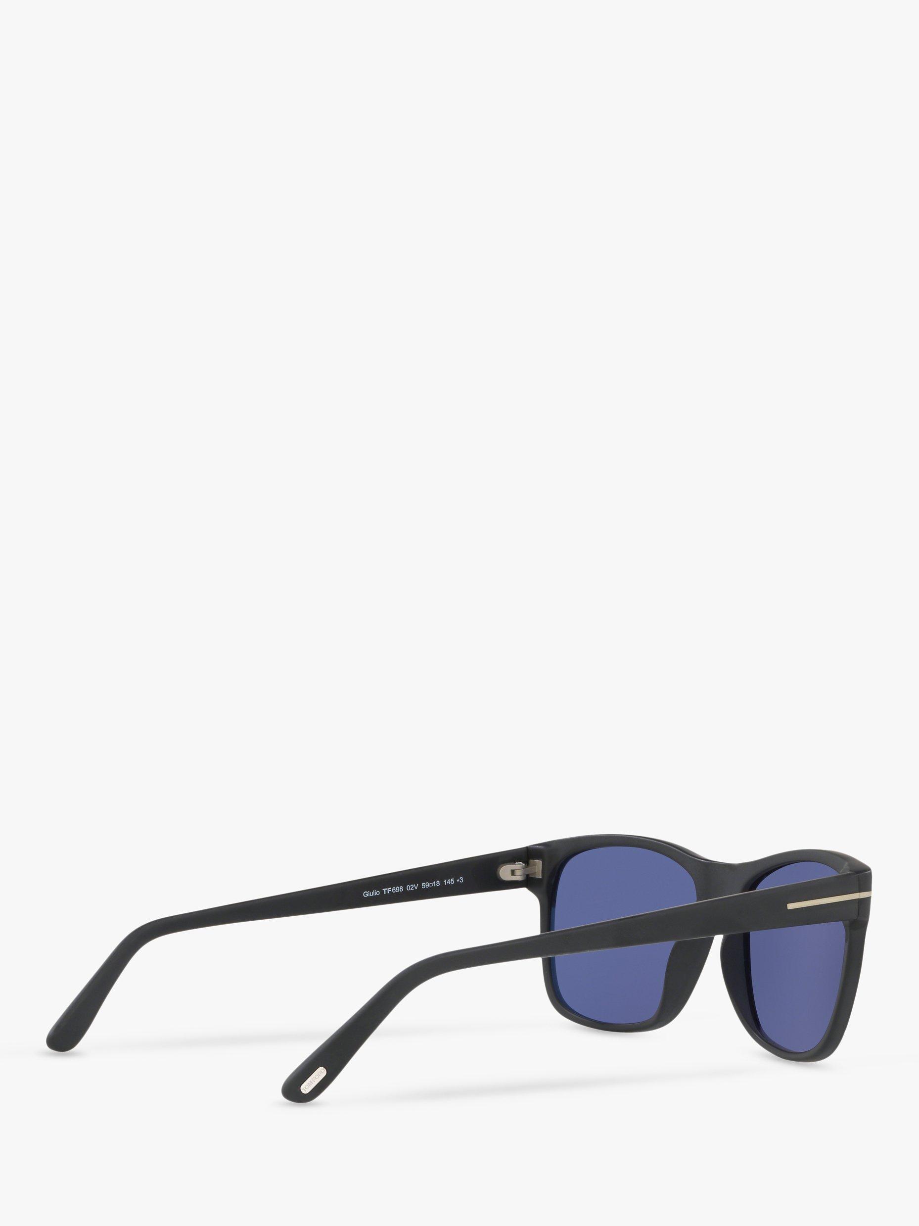 Product image 9 of 11, which shows TOM FORD FT0698 Men's Giulio Polarised Square Sunglasses, Matte Black/Blue